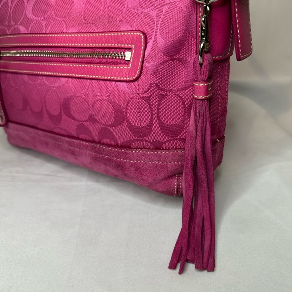 Coach Bags Coach Fuchsia Soho Signature C Shoulder Bag With Suede Bottom Poshmark